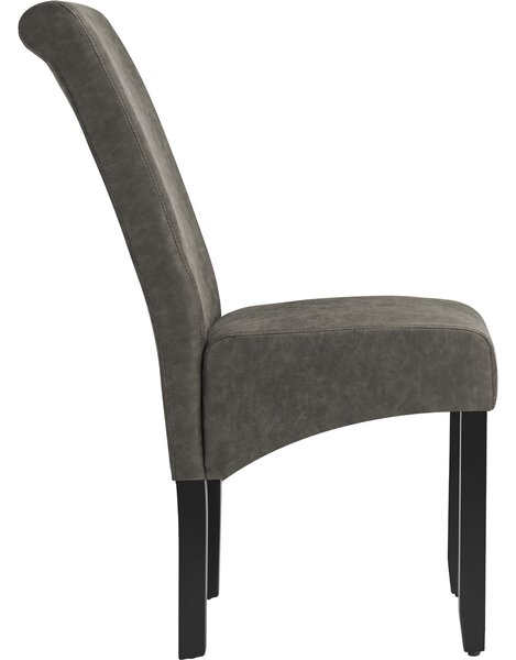 Tectake Jídelní židle ergonomická, masivní dřevo - mramorová šedá, Sada 4 kusů