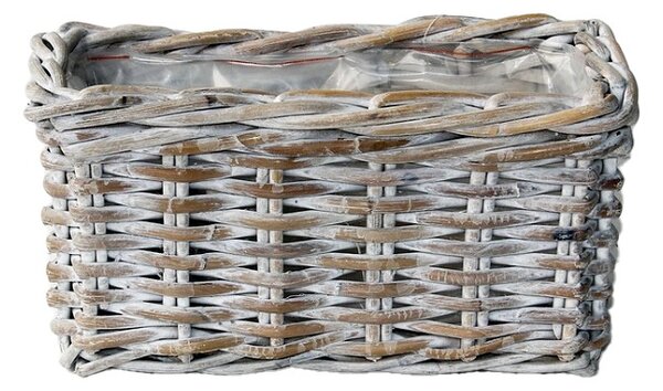 Ratanový truhlík SMOL – bílý/grey, 30×15×15 cm (Van der Leeden®)