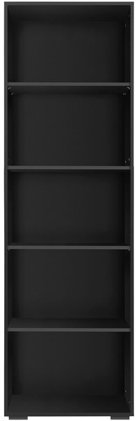 Tectake Regál na knihy Lexi – 5 přihrádek 60x30x190cm - černá