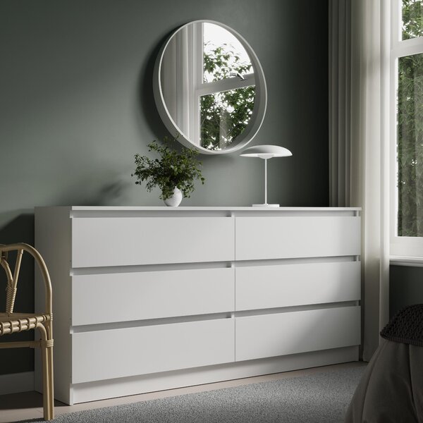 Home Collective Komoda s 6 zásuvkami | Komoda do obývacího pokoje | Spousta úloného prostoru díky 6 zásuvkám, íka 160 cm | Nábytek do lonice, pedsín a atny | 160 x 77,5 x 35 cm | bílá