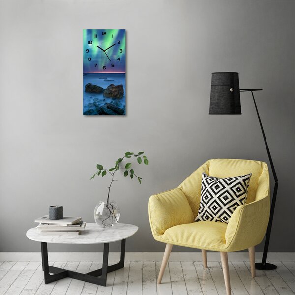 Nástěnné skleněné hodiny Polární záře pl_zsp_30x60_c-f_66399805