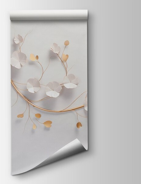 Fototapeta Elegantní květinová výzdoba na stěně, 3D květinové fototapety, Populární fototapety, w03653 - Tapeko.co.cz
