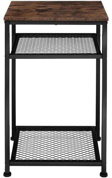 Tectake Odkládací stolek York 45,5x36x75,5cm - Industriální dřevo tmavé, rustikální