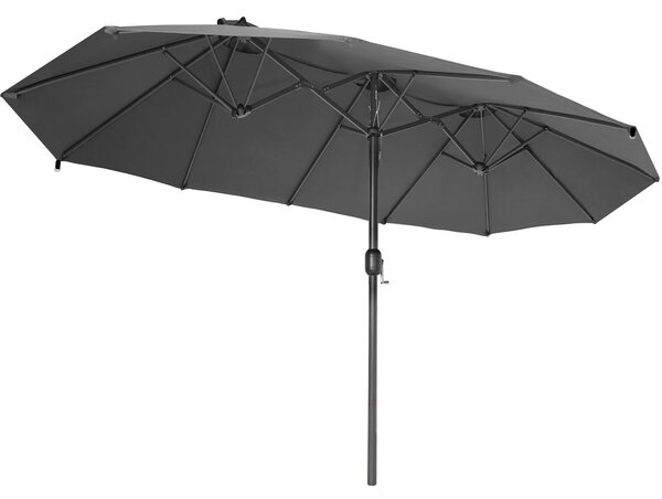 Tectake Slunečník Silia 460x270cm extra široký s ochranným potahem - šedá