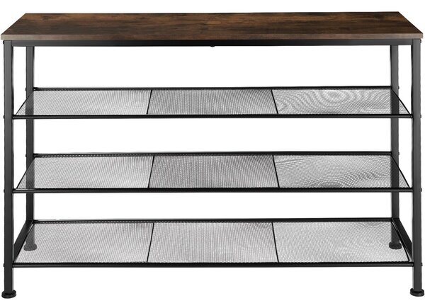 Tectake Botník Portsmouth 100x30,5x72,5cm - Industriální dřevo tmavé, rustikální