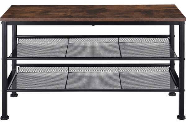 Tectake Botník Derry 75,5x30,5x45,5cm - Industriální dřevo tmavé, rustikální