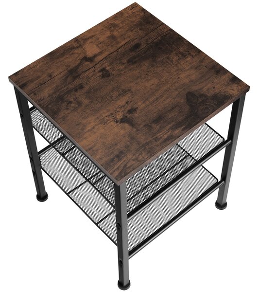 Tectake Odkládací stolek Lincoln 40,5x40x50,5cm - Industriální dřevo tmavé, rustikální