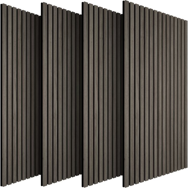 Tectake Nástěnné panely Sonic Wall II v dřevěném vzhledu - šedý dub,Sada 4 kusů