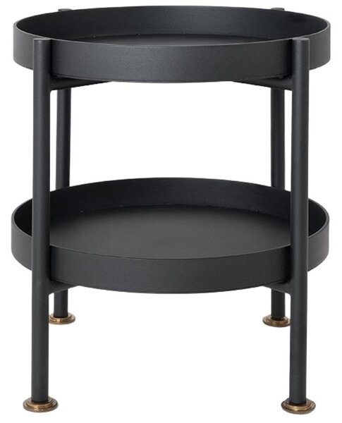 Nordic Design Černý kovový odkládací stolek Nollan 40 cm II. s policí