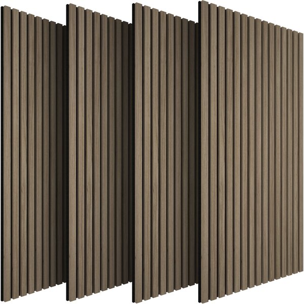 Tectake Nástěnné panely Sonic Wall II v dřevěném vzhledu - Tmavý dub,Sada 4 kusů
