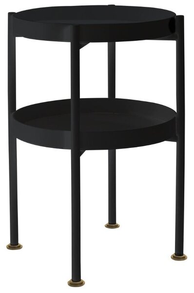 Nordic Design Černý kovový odkládací stolek Nollan 40 cm s policí