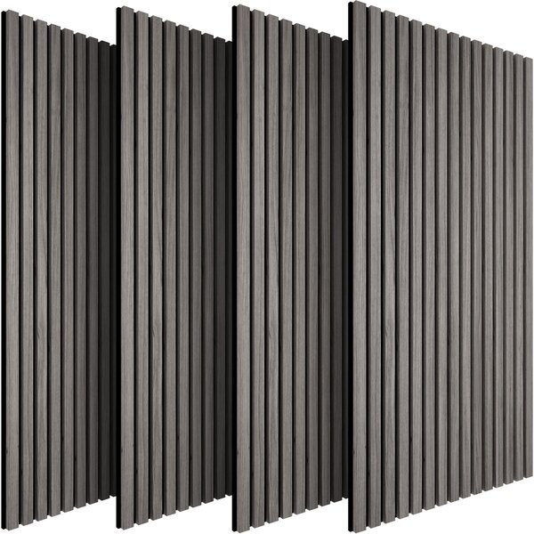 Tectake Nástěnné panely Sonic Wall II v dřevěném vzhledu - světle šedý dub,Sada 4 kusů
