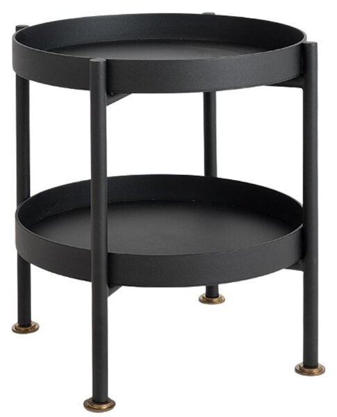 Nordic Design Černý kovový odkládací stolek Nollan 40 cm II. s policí