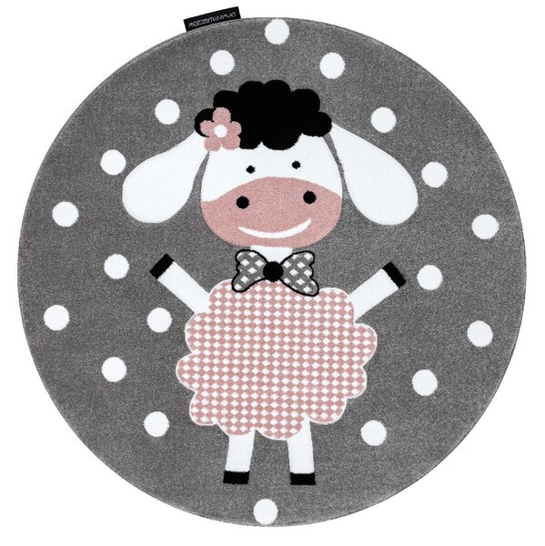 Dywany Łuszczów, Dětský kusový koberec Petit Dolly sheep grey kruh, 120x120 (průměr) kruh, růžová, dětský pokoj