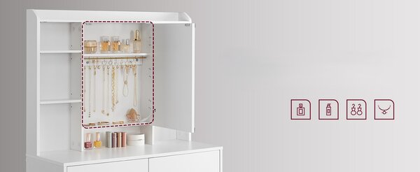 SONGMICS Toaletní stolek Vasagle Berny 90 cm se zrcadlem a LED osvětlením bílý