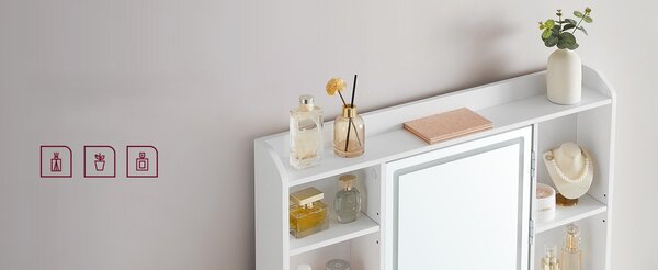 SONGMICS Toaletní stolek Vasagle Berny 90 cm se zrcadlem a LED osvětlením bílý