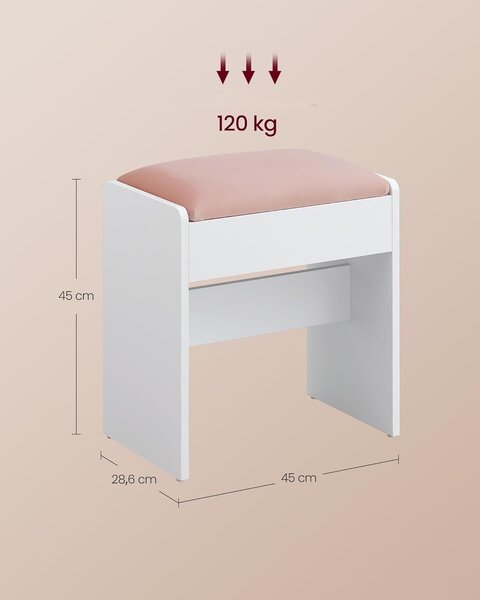SONGMICS Taburet k toaletnímu stolku Kailyn bílý/růžový