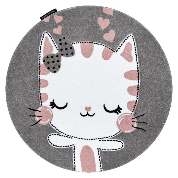 Dywany Łuszczów Dětský kusový koberec Petit Kitty cat grey kruh - 140x140 (průměr) kruh cm