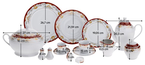 TEMPO-KONDELA GARIDA TYP 2, jídelní sada, set 57 ks, porcelán