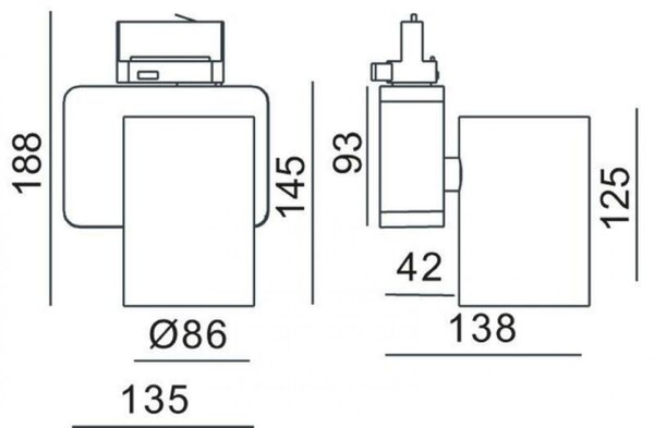 Deko-Light kolejnicový systém 3-fázový 230V Nihal 220-240V AC/50-60Hz 33,00 W 3000 K černá 135 mm 707041