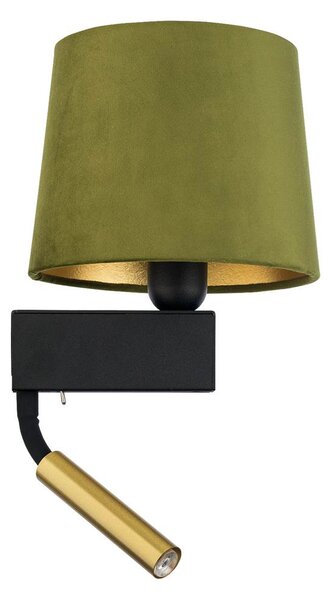 Nástěnná moderní lampa s LED čtecím ramenem CHILLIN, 1xE27, 40W, zelená, zlatá