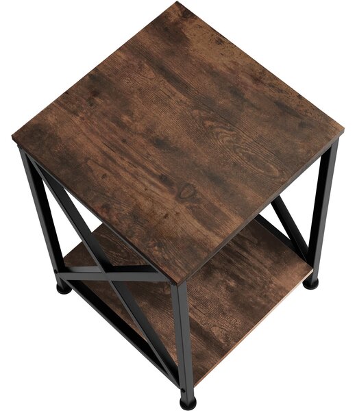 Tectake Odkládací stolek Carlton 40,5x40,5x52,5cm - Industriální dřevo tmavé, rustikální