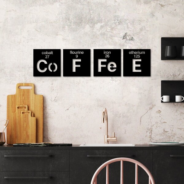 Wallity Nástěnná kovová dekorace Coffee 13 černá