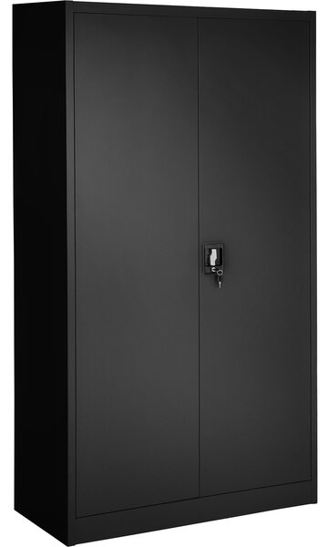 Tectake Plechová policová skříň 6 přihrádek - černá, 80 cm
