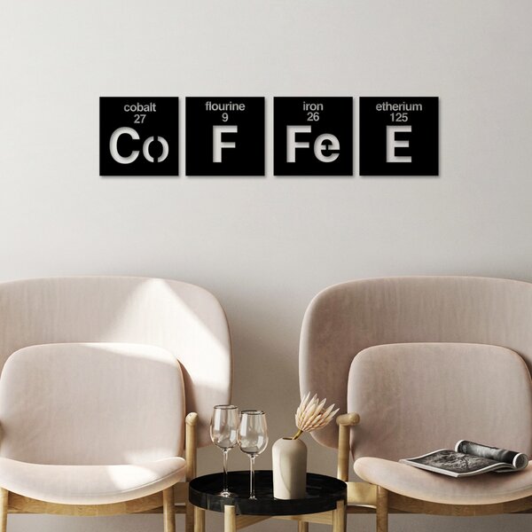 Wallity Nástěnná kovová dekorace Coffee 13 černá