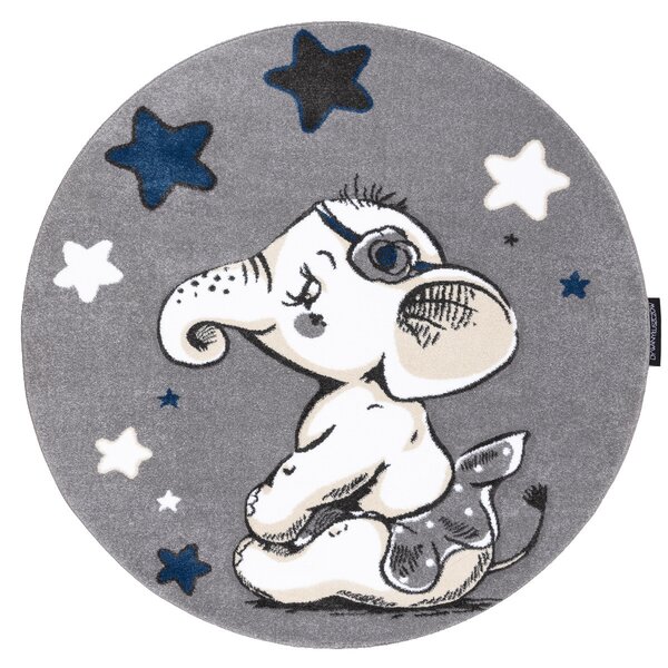 Dywany Łuszczów, Dětský kusový koberec Petit Elephant stars grey kruh, 120x120 (průměr) kruh, šedá, dětský pokoj