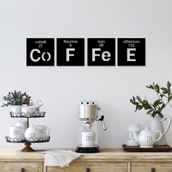 Wallity Nástěnná kovová dekorace Coffee 13 černá