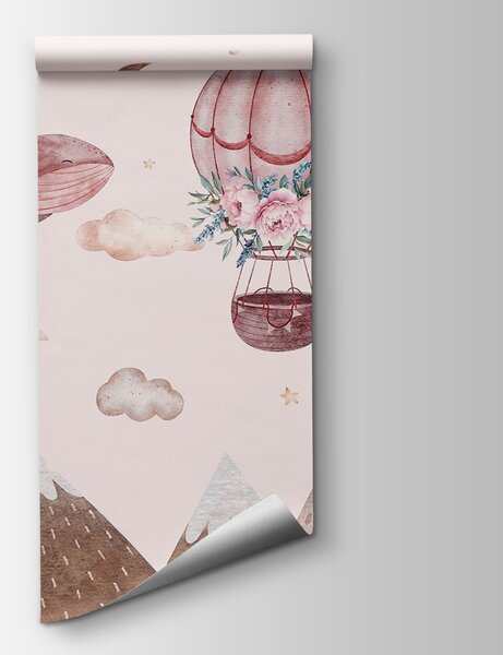 Fototapeta Velryba a horkovzdušný balón, Fototapety s balónky, Populární fototapety, w03673 - Tapeko.co.cz