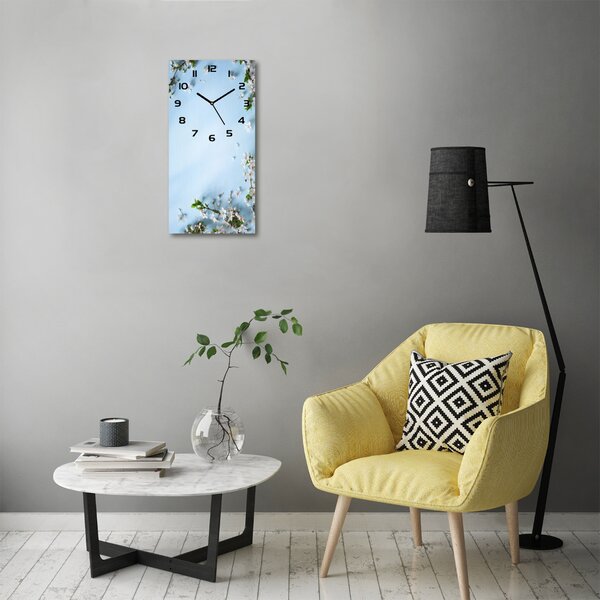 Nástěnné skleněné hodiny Květy višně pl_zsp_30x60_c-f_81982863