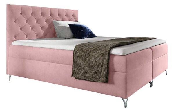 KONDELA Boxspringová postel, 160x200, růžová látka Velvet, GULIETTE + dárek