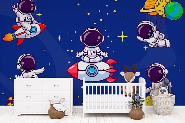 Fototapeta Kreslený astronaut ve vesmíru, Vesmírné fototapety, Populární fototapety, w03682 - Tapeko.co.cz