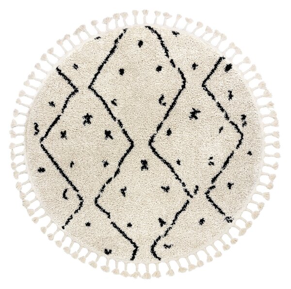 Dywany Łuszczów, Kusový koberec Berber Tetuan B751 cream kruh, 120x120 (průměr) kruh, bílá, ložnice