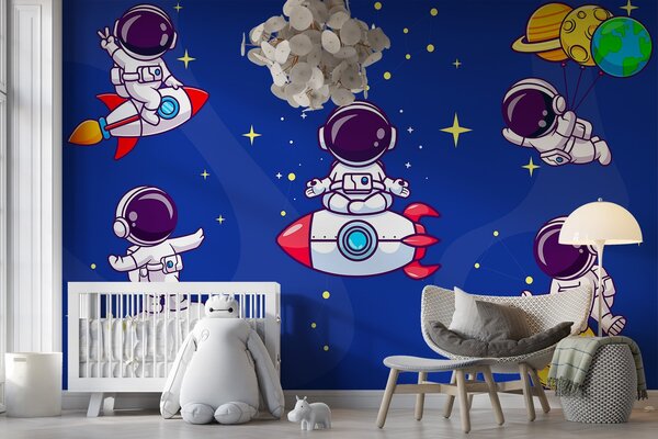 Fototapeta Kreslený astronaut ve vesmíru, Vesmírné fototapety, Populární fototapety, w03682 - Tapeko.co.cz