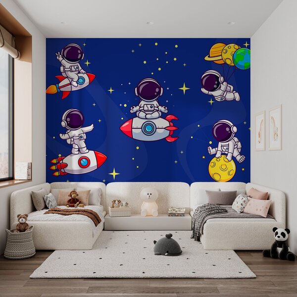 Fototapeta Kreslený astronaut ve vesmíru, Vesmírné fototapety, Populární fototapety, w03682 - Tapeko.co.cz