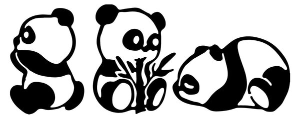 Wallity Nástěnná kovová dekorace Pandas černá
