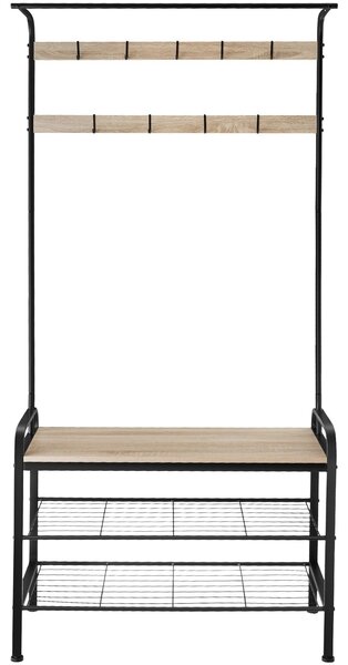 Tectake Věšák s botníkem - 85,5x36x184cm, Industrial světlé dřevo, dub Sonoma