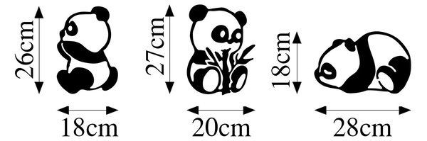 Wallity Nástěnná kovová dekorace Pandas černá