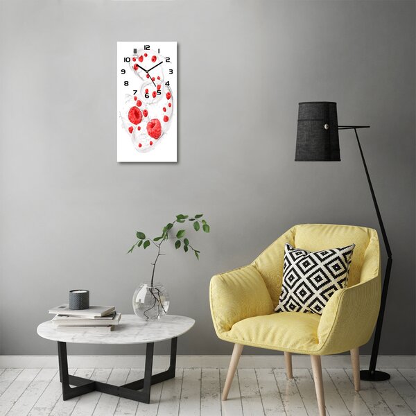 Nástěnné skleněné hodiny Mléko a maliny pl_zsp_30x60_c-f_82790486