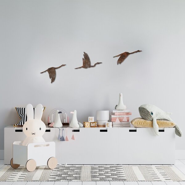 Wallity Nástěnná kovová dekorace Rusty Birds 1 vícebarevná