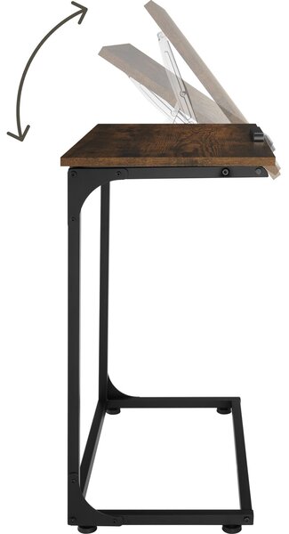 Tectake Odkládací stolek s naklápěcí deskou Ruston 55x35x66,5cm - Industriální dřevo tmavé, rustikální
