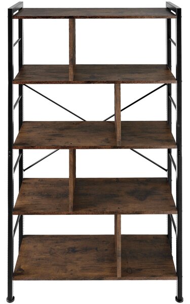 Tectake Policový regál Charleston 75,5x30x155cm - Industriální dřevo tmavé, rustikální