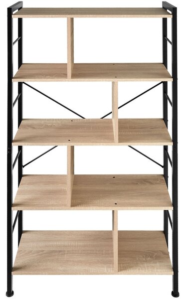 Tectake Policový regál Charleston 75,5x30x155cm - Industrial světlé dřevo, dub Sonoma