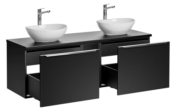 Koupelnová skříňka s umyvadlem a deskou SANTA FE Black DU140/2 | 140 cm