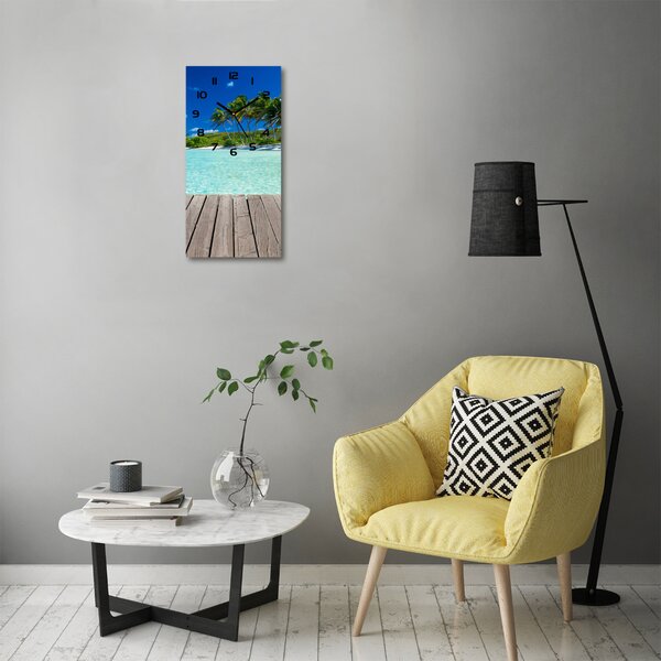 Nástěnné hodiny tiché Tropická pláž pl_zsp_30x60_c-f_83145029