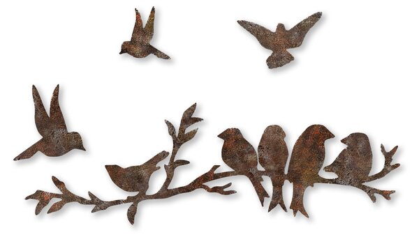 Wallity Nástěnná kovová dekorace Rusty Birds 2 vícebarevná