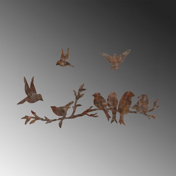 Wallity Nástěnná kovová dekorace Rusty Birds 2 vícebarevná